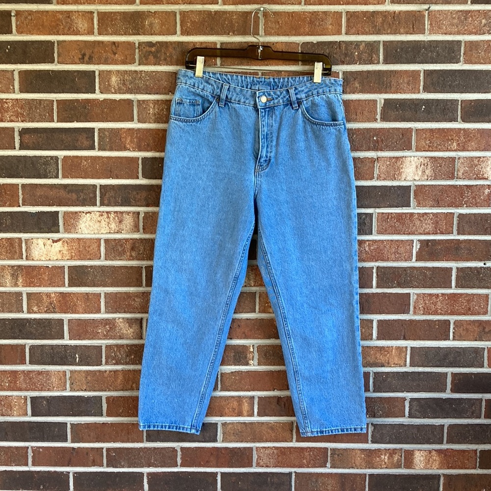 H&M Mom Jeans Blue Jeans High Rise Cropped size 10